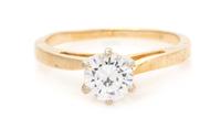 A Yellow Gold and Diamond Solitaire Ring, 1.50 dwts.