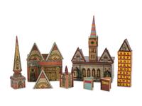 Two Lithograph Paper on Wood Building Block Sets