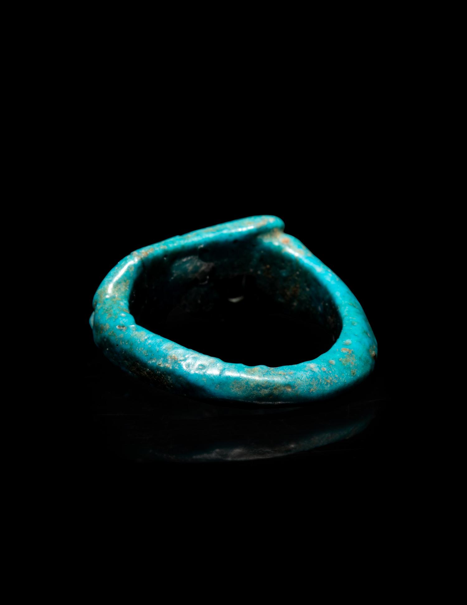 An Egyptian Faience Finger Ring with a Wadjet Eye