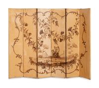 A Painted Canvas Six-Panel Screen in the Style of Jean-Baptiste Pillement (French, 1728-1808)