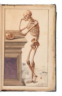 [SCIENCE & MEDICINE -MANUSCRIPT]. [After TORTEBAT, Francois (c 1616-1690), illustrator. -- PILES, Roger de (1635-1709)]. "Abrege d'Anatomie Accommode aux Arts de Peinture et de Sculpture. " [France, ca 17th- early 18th century].