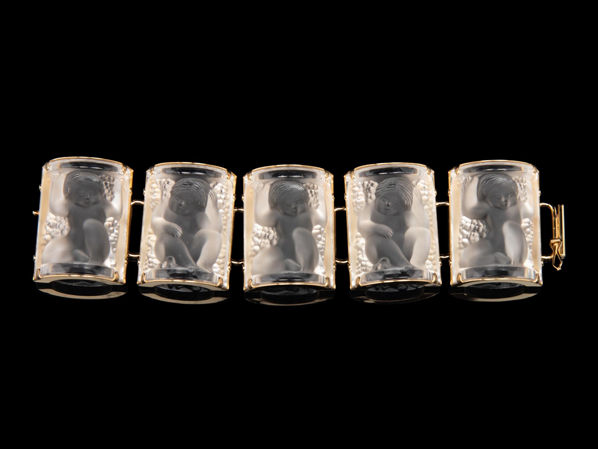 Lalique 'Enfants' Crystal Bracelet