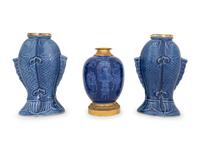 Three Chinese Export Cobalt-Glazed Vases