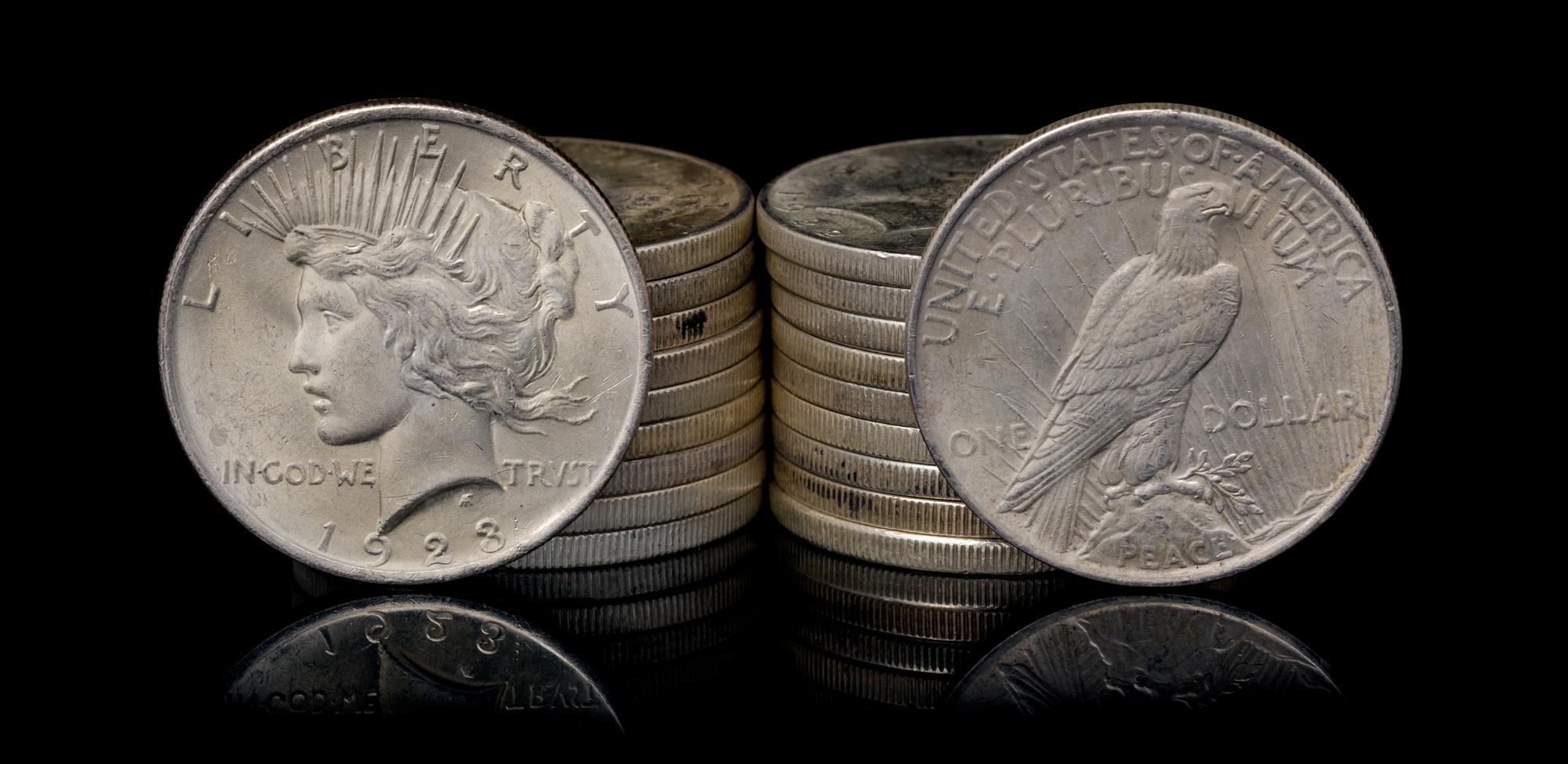 A Group of Twenty United States 1922 Peace Silver Dollar Coins