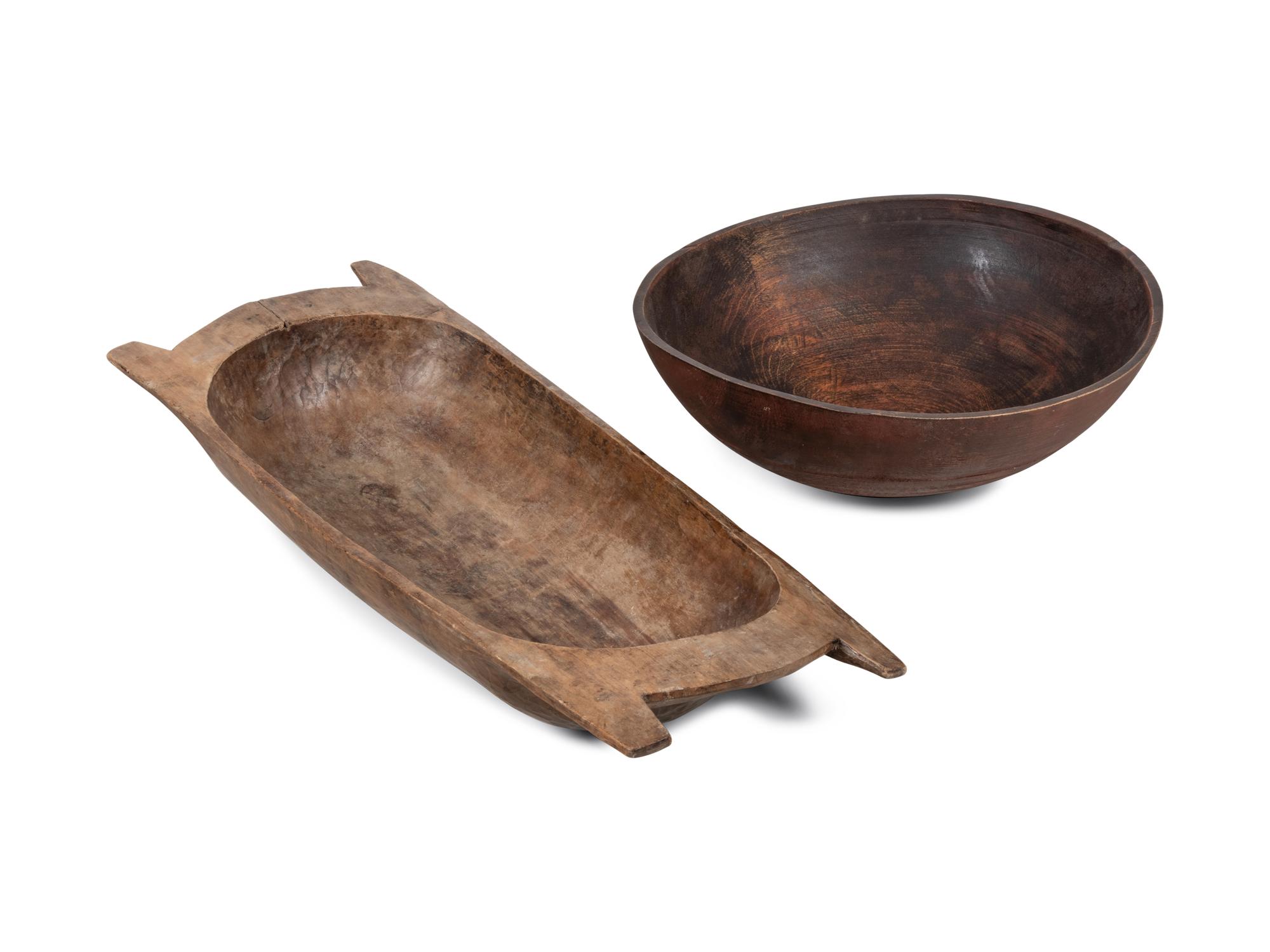 Two Wood Dough Bowls