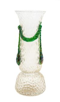 An Austrian Applied Glass Vase, likely Kralik Height 10 1/4 inches