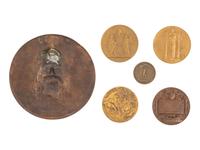 A Group of Five Bronze Medallions and a Bronze Plaque