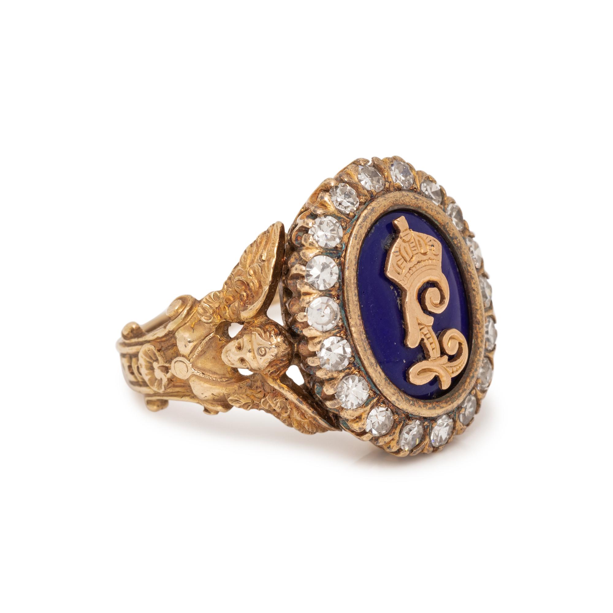 DIAMOND AND ENAMEL 'KING LUDWIG OF BAVARIA' PRESENTATION RING