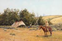 Dustin Lyon, (American, b.1951), Setting Up Camp, 1983