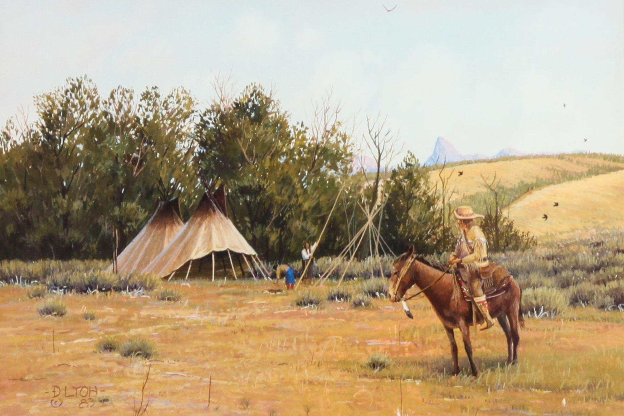 Dustin Lyon, (American, b.1951), Setting Up Camp, 1983