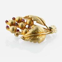 A Tiffany & Co. 18K Yellow Gold and Ruby Brooch