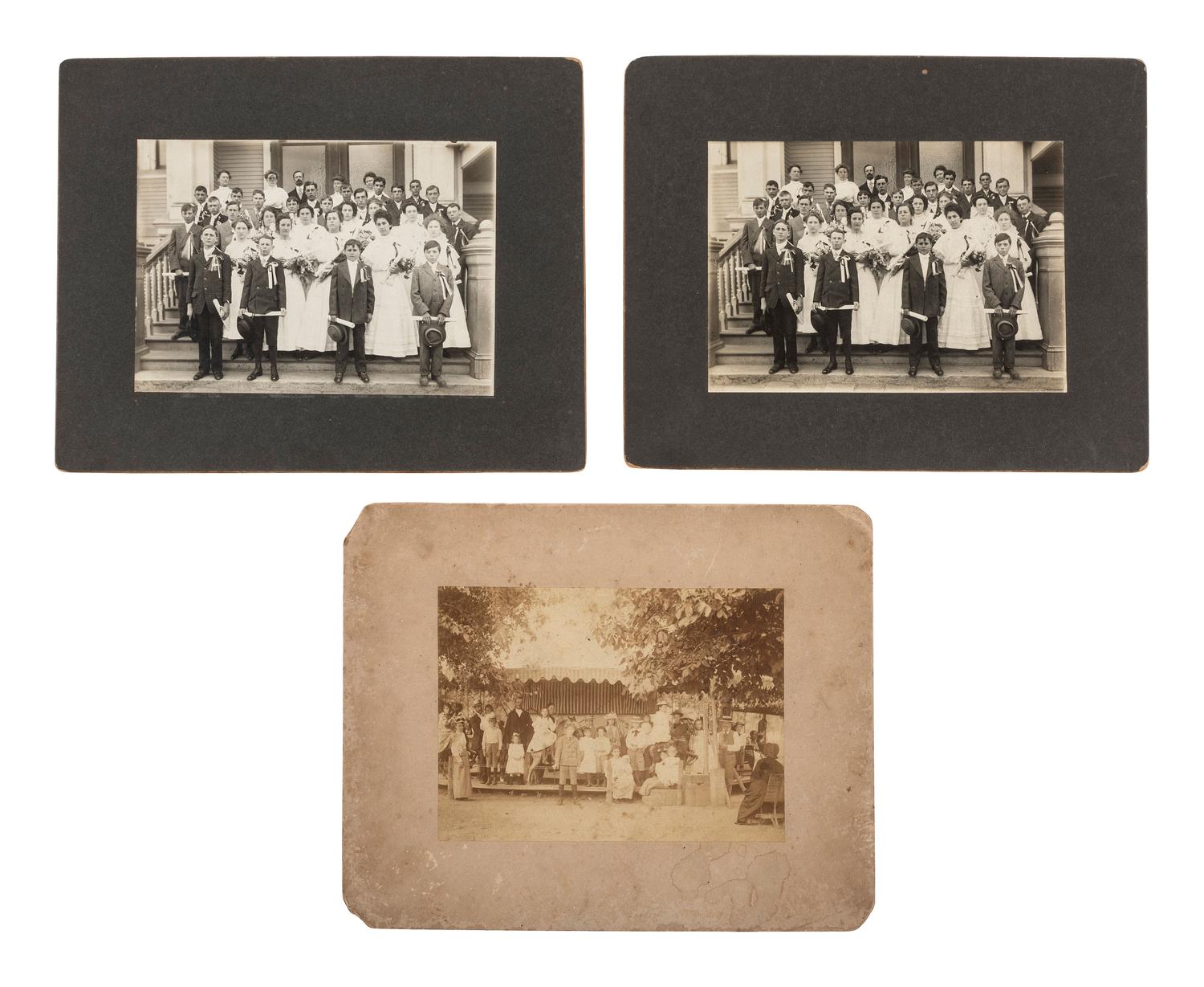 [EARLY PHOTOGRAPHY]. 16 photographs featuring interesting and curious groups of people.