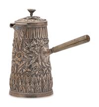A Sterling Silver Floral Repousse Chocolate Pot, J.E. Caldwell & Co., Philadelphia, PA, Late 19th Century