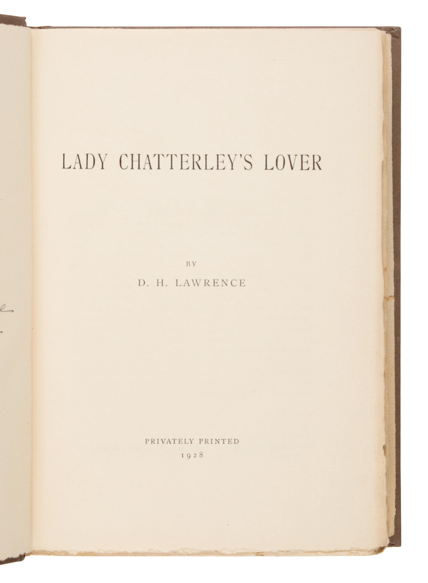 Lawrence, D.H. (1885-1930). Lady Chatterley's Lover . Florence: Privately Printed, 1928.