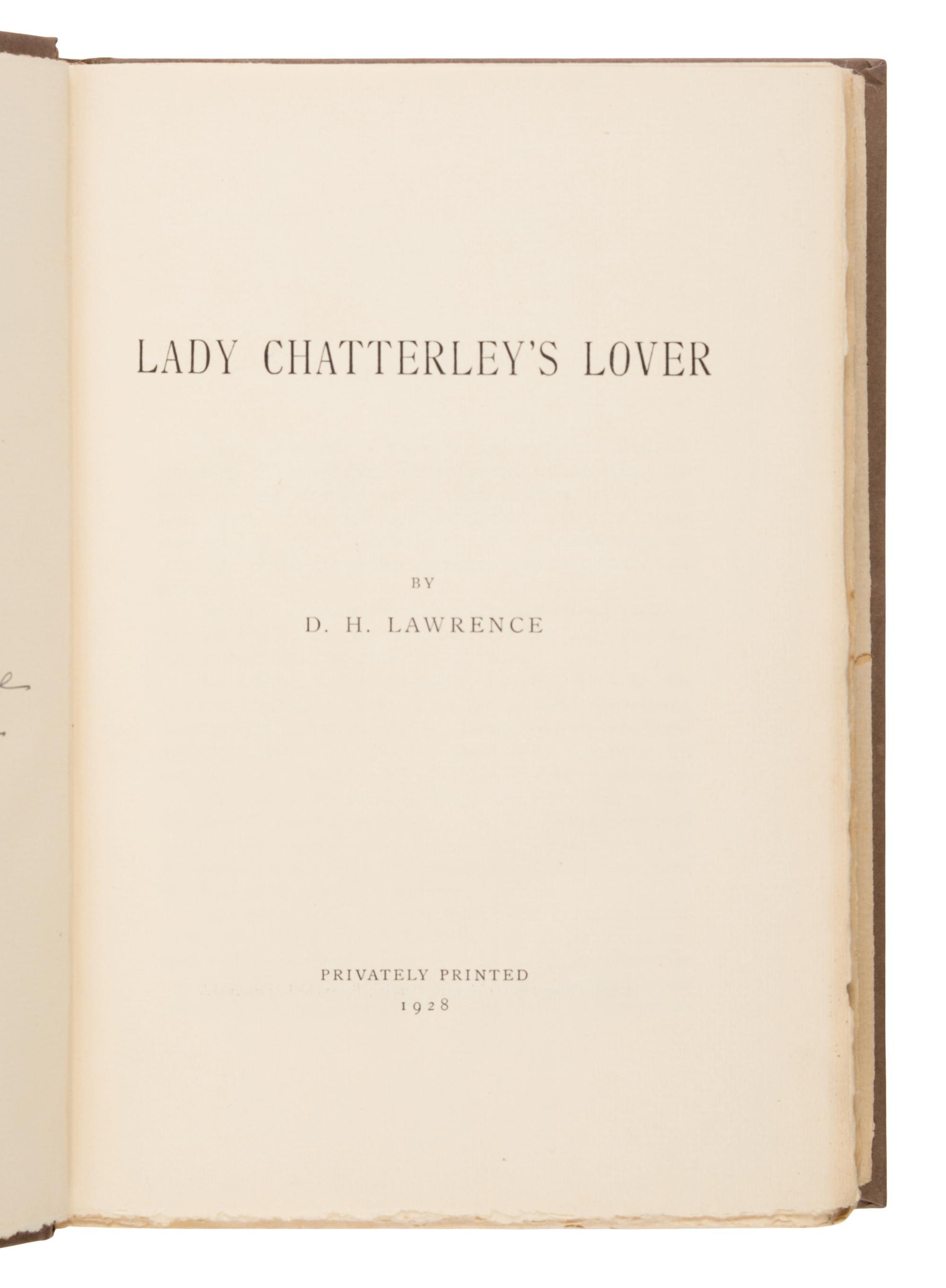 Lawrence, D.H. (1885-1930). Lady Chatterley's Lover . Florence: Privately Printed, 1928.
