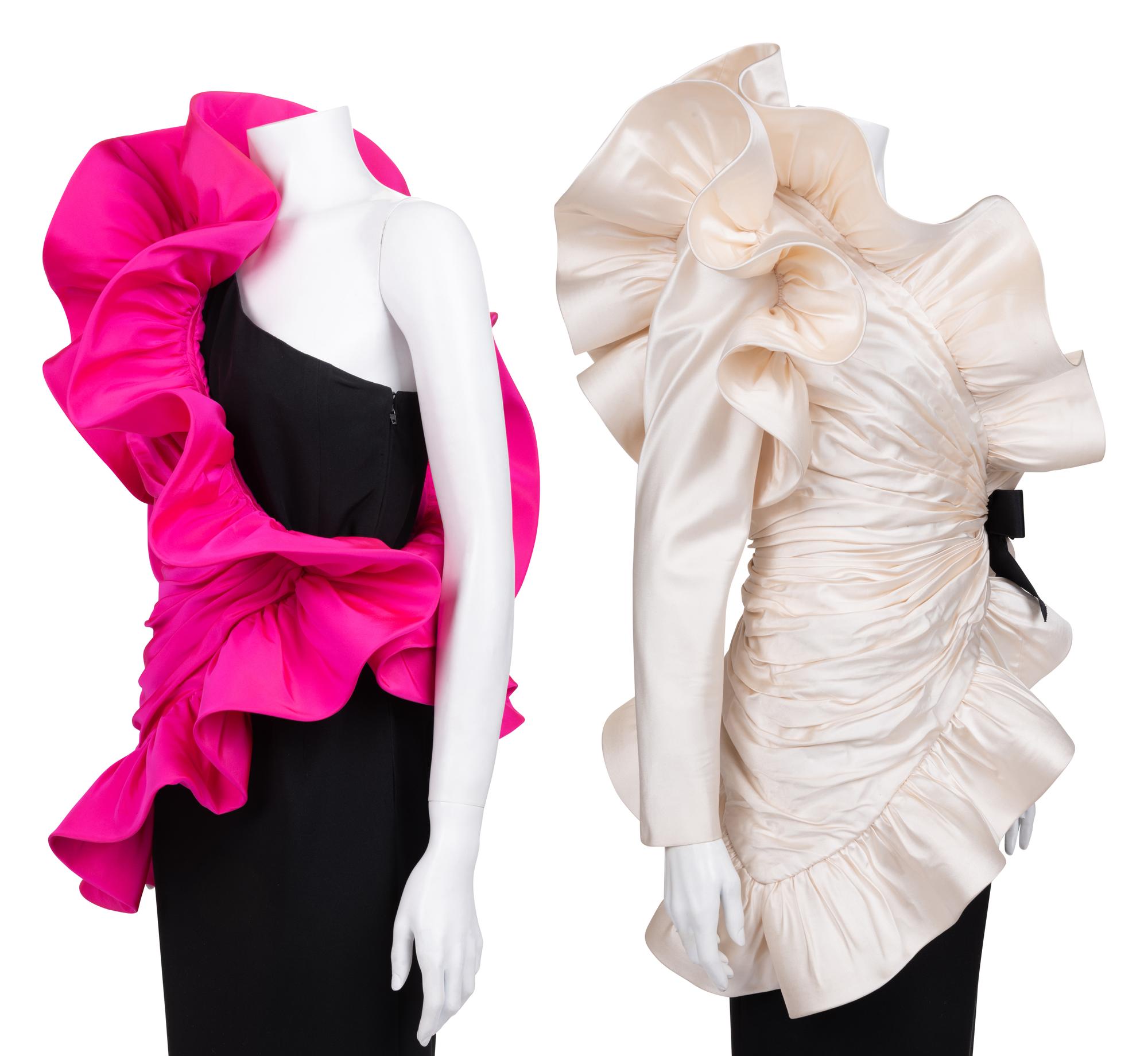 Pierre Cardin Haute Couture Black Dress with Two Ruffled Jackets1980-90s