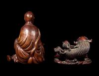 Two Chinese Carved Hardwood Figures