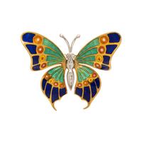 Enamel, Diamond, and Bicolor Gold Butterfly Brooch