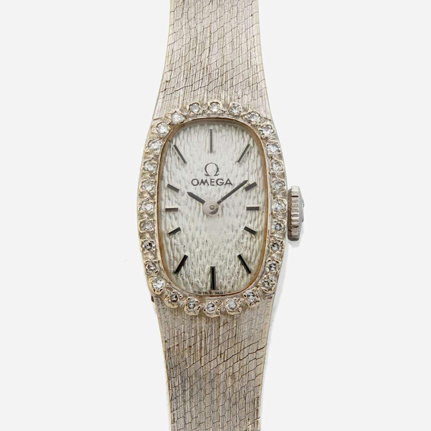 A white gold lady's watch, Omega Vintage