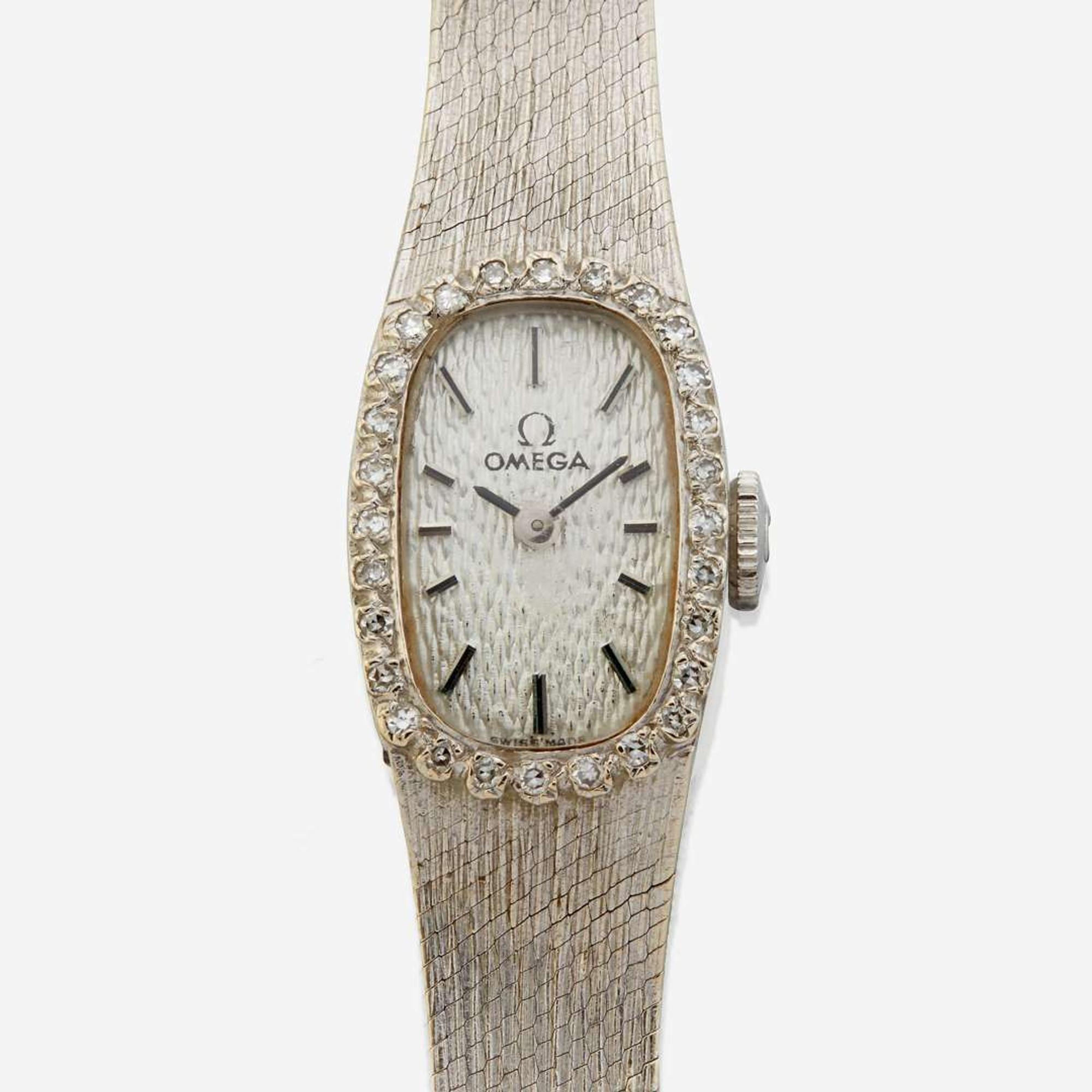 A white gold lady's watch, Omega Vintage