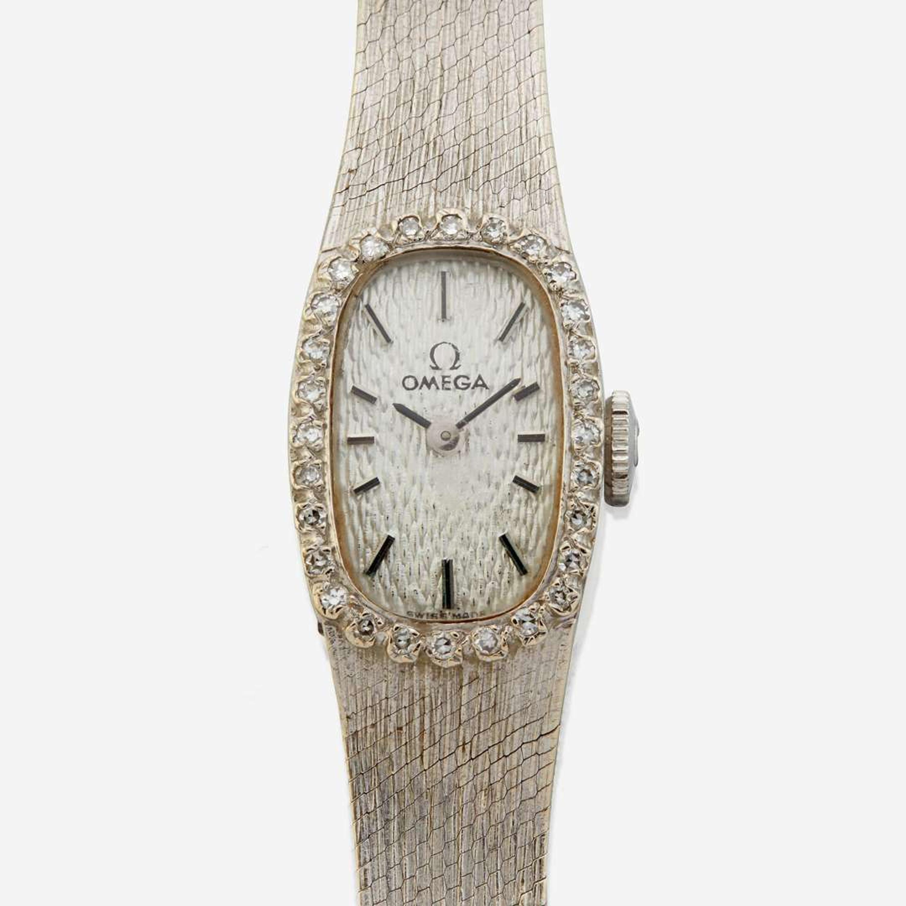 A white gold lady's watch, Omega Vintage