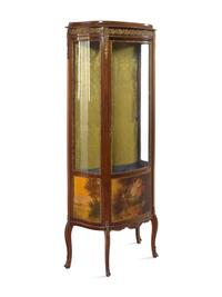 A Louis XV/XVI Transitional Style Gilt Metal Mounted Vernis Martin-Decorated Vitrine