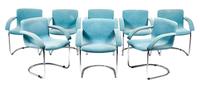A Set of Eight Giovanni Offredi for Saporiti Italia Lens Chairs Height 31 1/2 x width 20 1/2 x depth 20 1/2 inches.