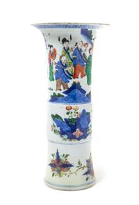 A Wucai Porcelain Gu -Form Vase — LIKELY KANGXI PERIOD (1661-1722)