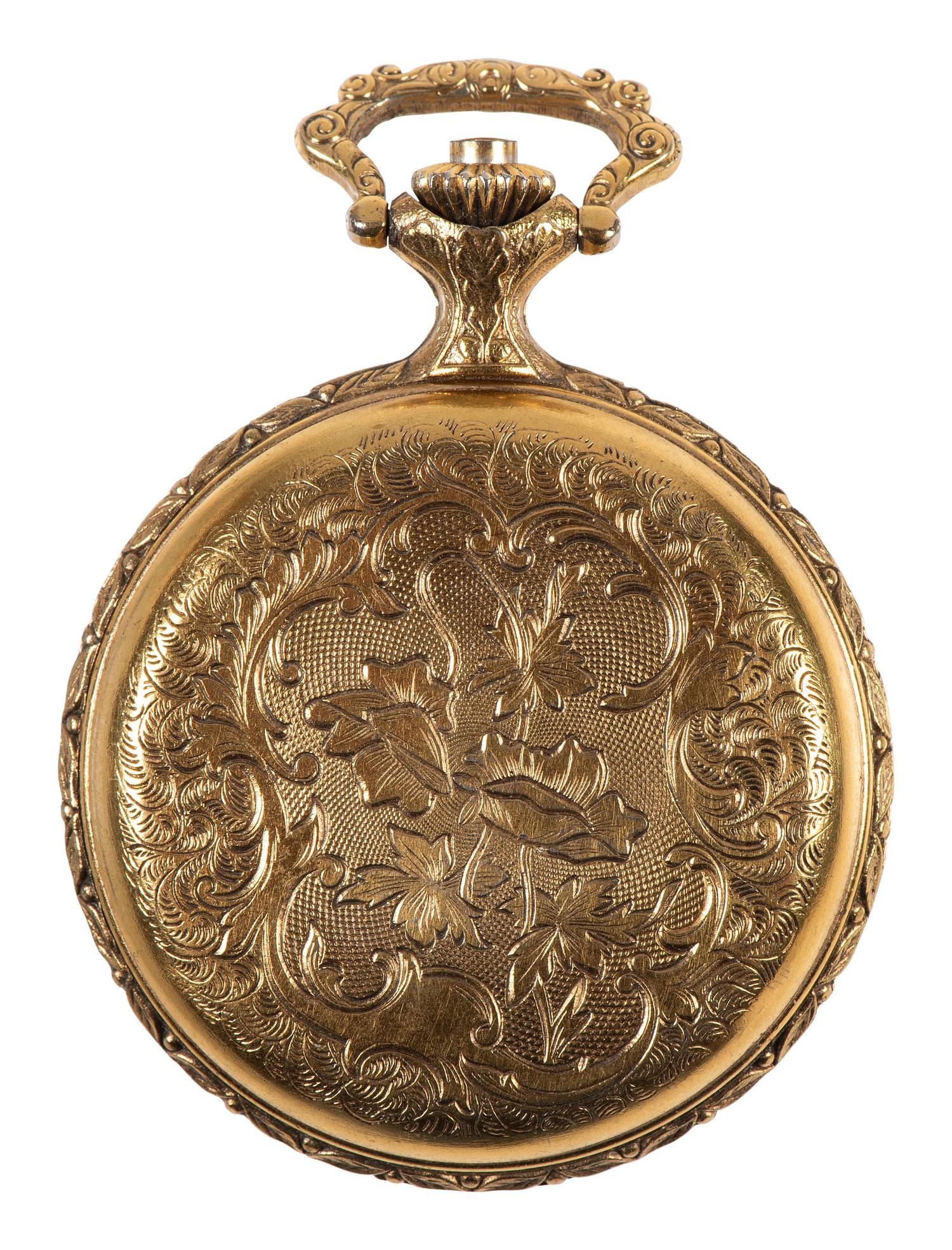 [WATCHES]. A group of 3 pocket watches, including one inscribed with a patriotic motif.