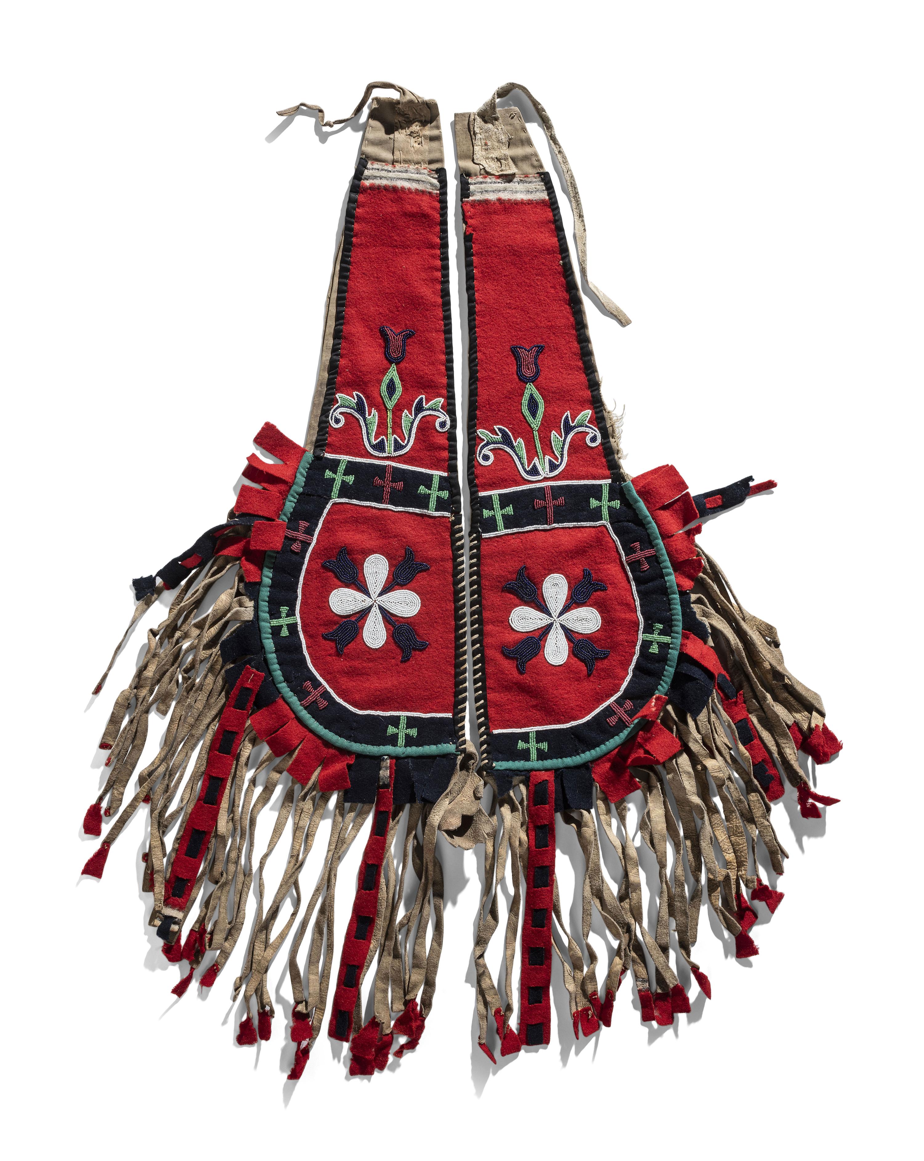 Blackfeet Beaded Wool and Hide Crupper