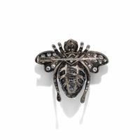 SABBADINI, DIAMOND, SAPPHIRE, AND BLACKENED GOLD BEE BROOCH