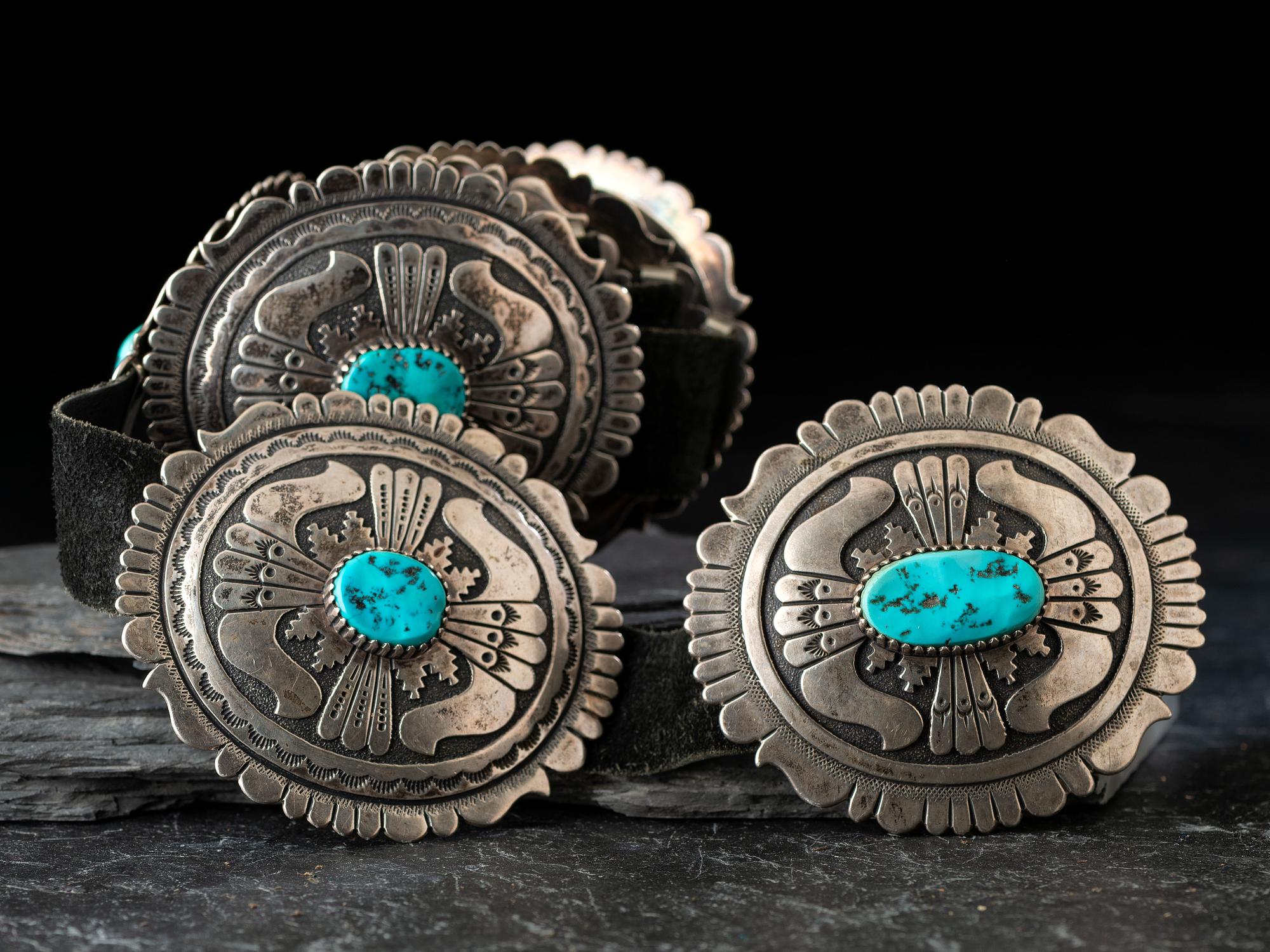 Sterling Silver and Turquoise Concha Belt