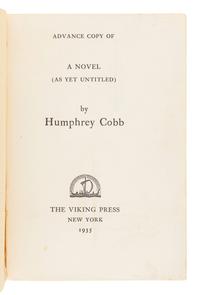 COBB, Humphrey (1899-1944). [ Paths of Glory ]. "Advance Copy of A Novel (As Yet Untitled)." New York: The Viking Press, 1935.