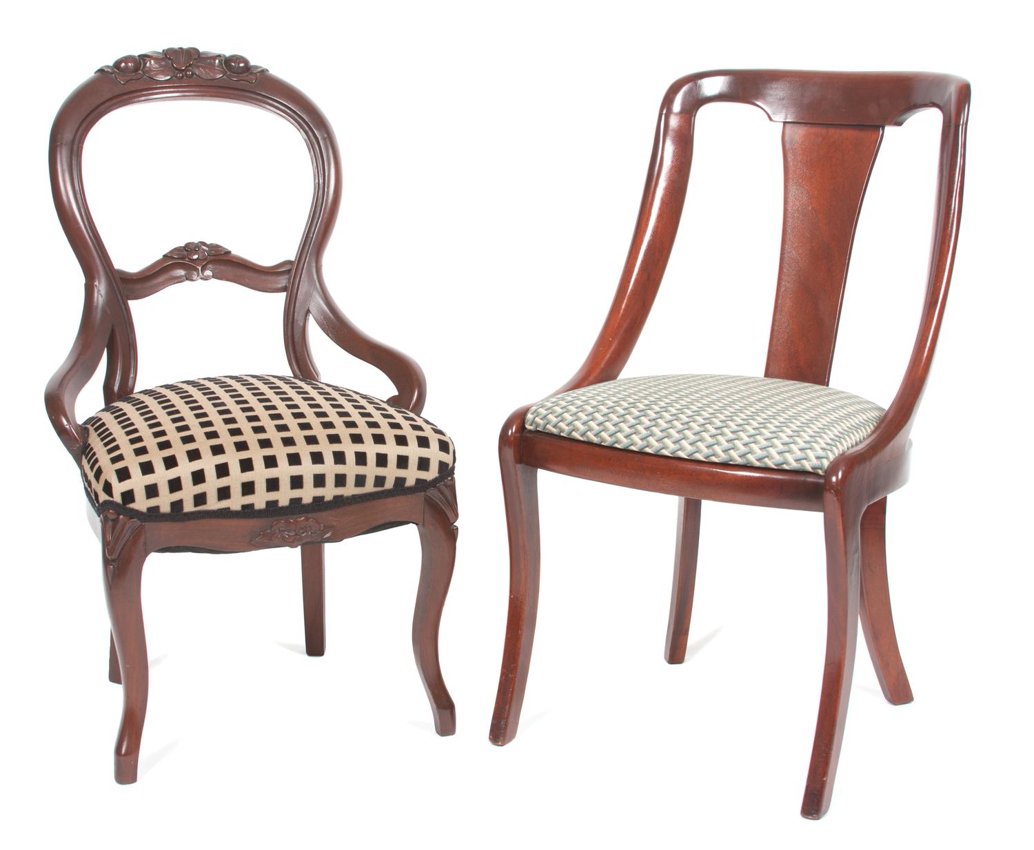 Two Mahogany Side Chairs Height 36 inches.