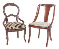 Two Mahogany Side Chairs Height 36 inches.
