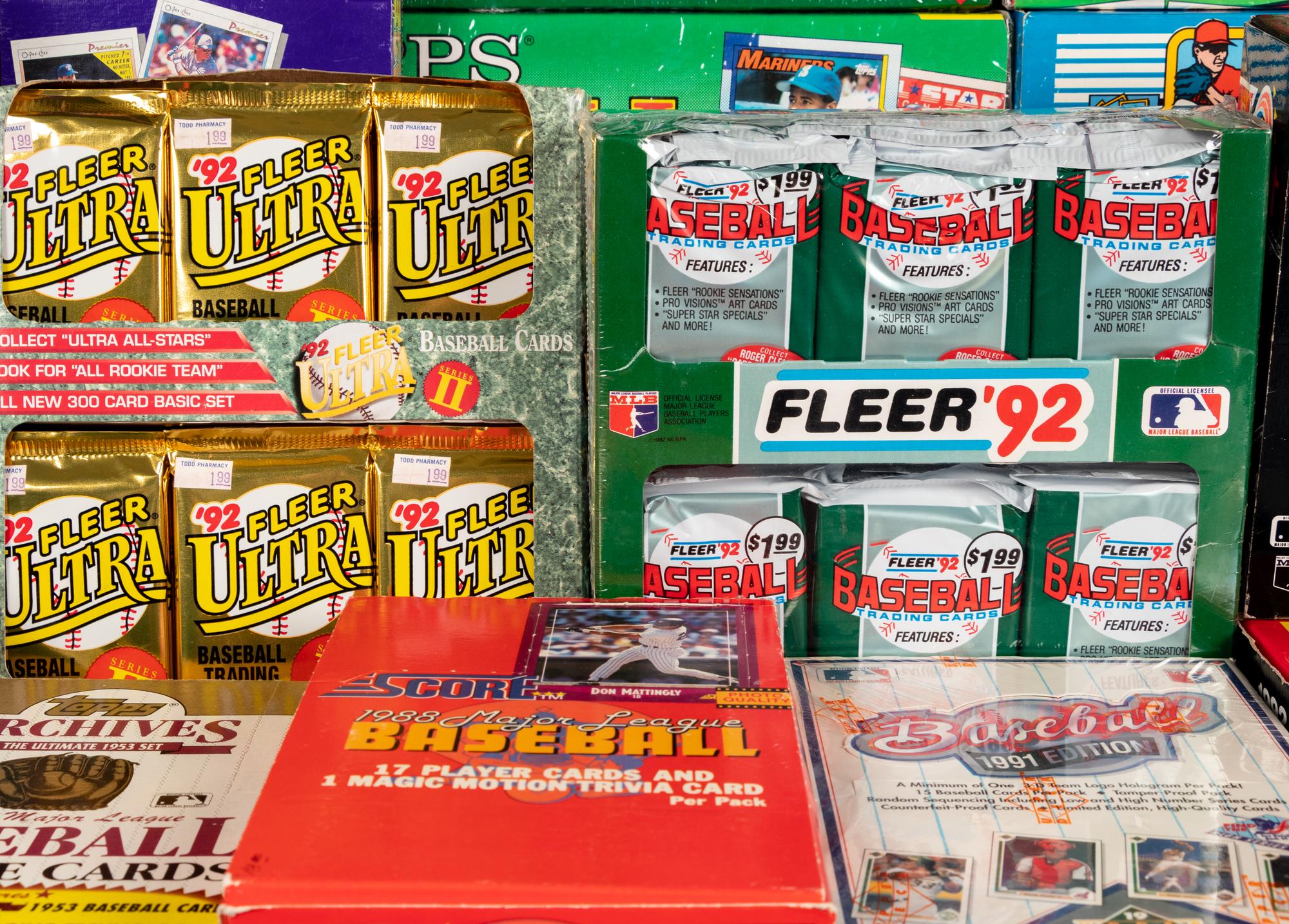 A Large Group of Assorted 1980s and 1990s Baseball Cards Including Complete Sets and Unopened Material,