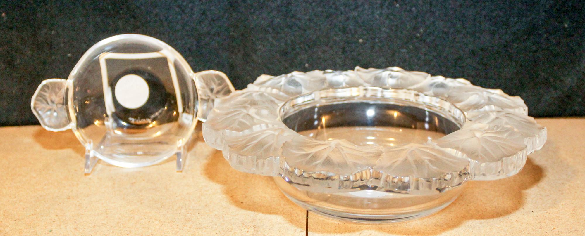Two Lalique Glass Articles Diameter of first 8 5/8 inches.