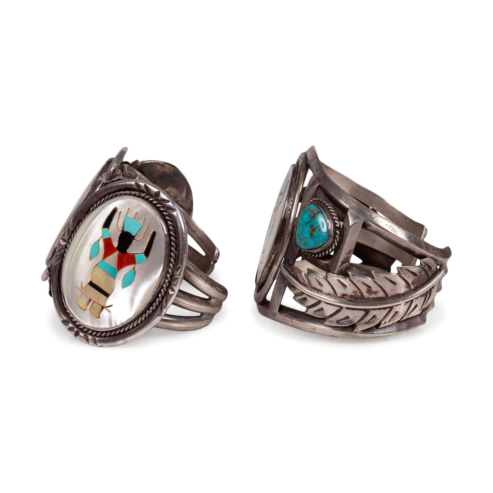 Zuni Mosaic Inlay Gan Dancer Cuff Bracelets