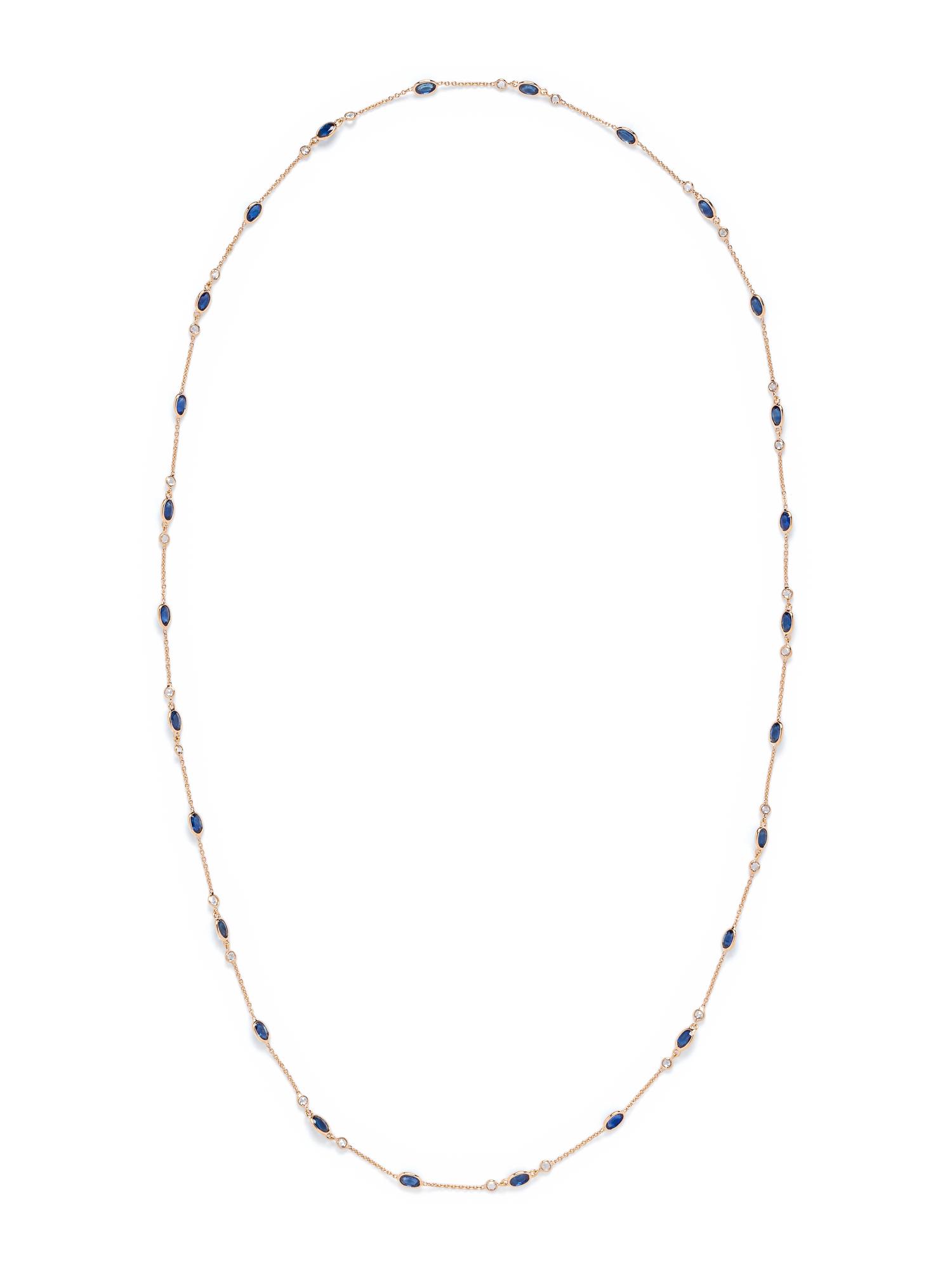 YELLOW GOLD, SAPPHIRE AND DIAMOND NECKLACE