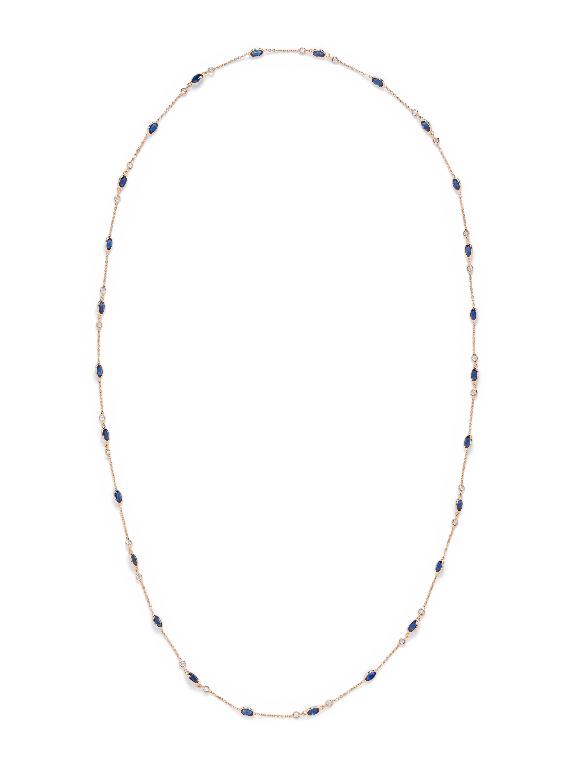 YELLOW GOLD, SAPPHIRE AND DIAMOND NECKLACE