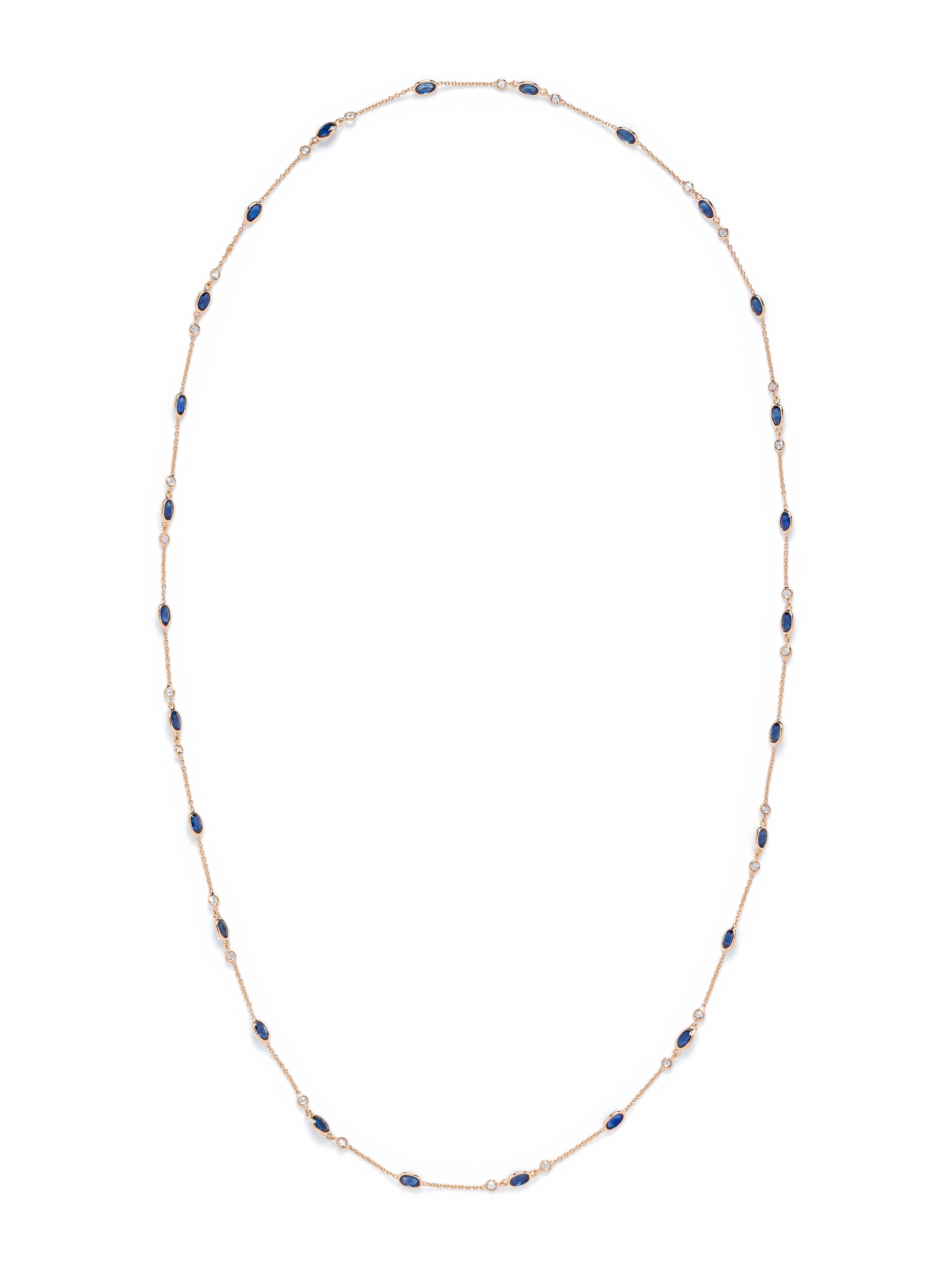 YELLOW GOLD, SAPPHIRE AND DIAMOND NECKLACE