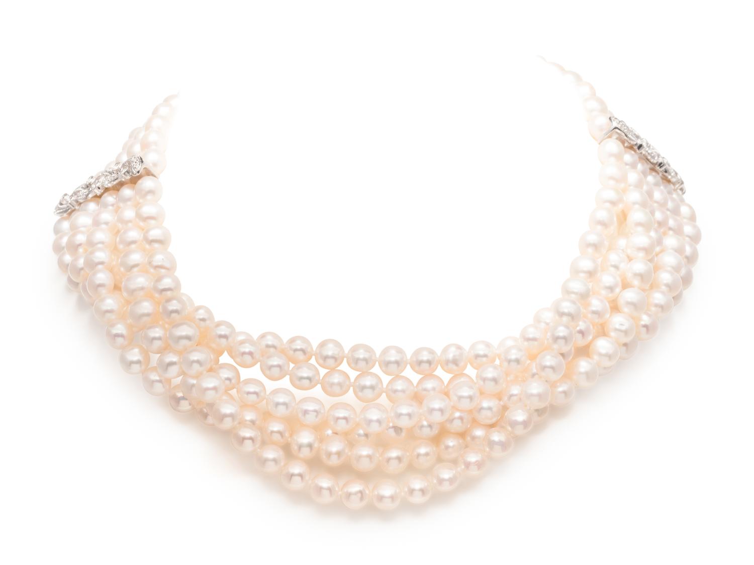 CULTURED PEARL AND DIAMOND CONVERTIBLE NECKLACE