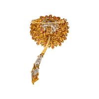DIAMOND AND RUBY FLOWER BROOCH