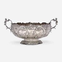 A Continental silver repoussé two-handled centerpeice Likely German, late 19th century