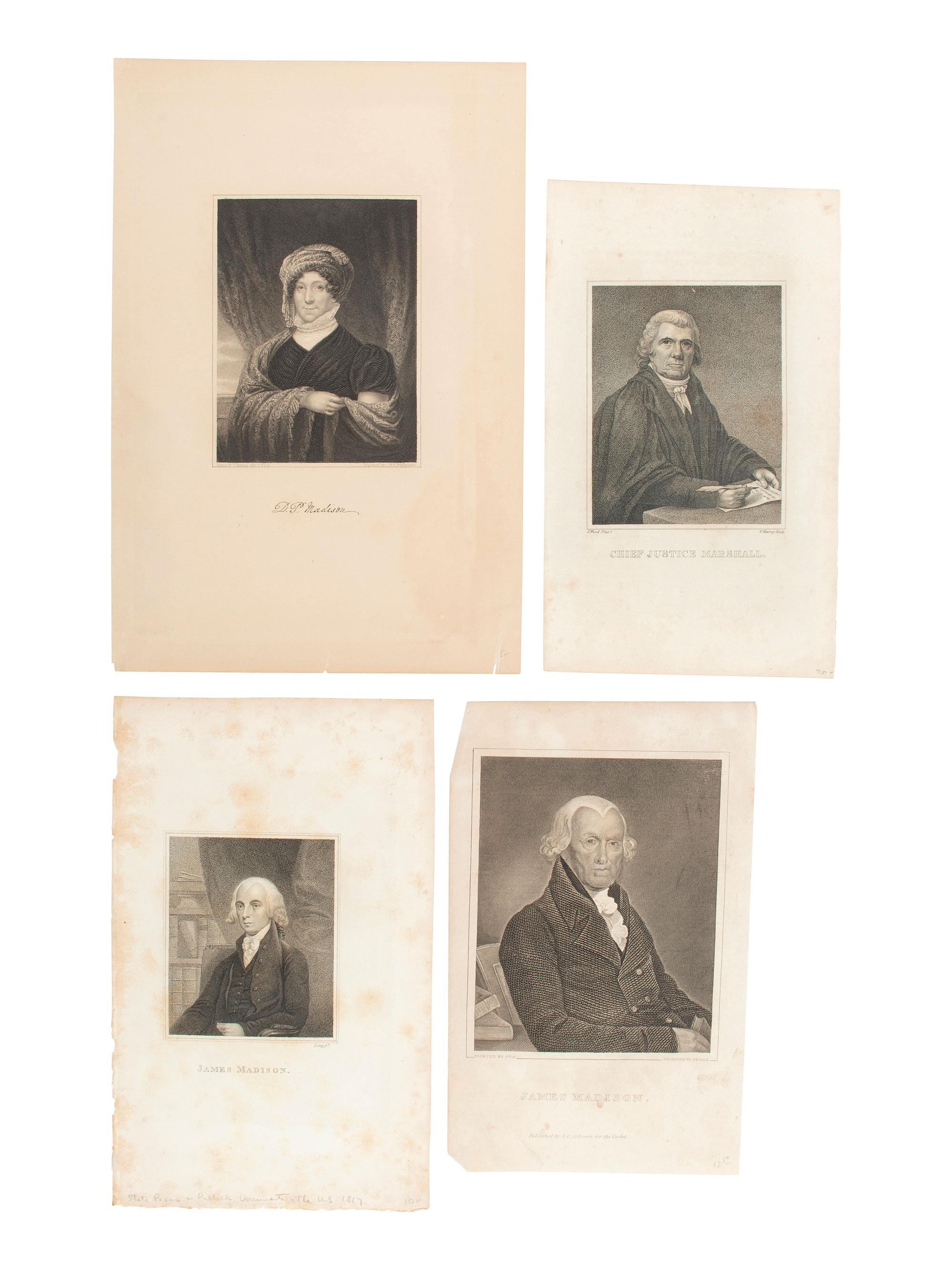 [AMERICANA]. A group of 21 engravings of founding fathers, presidents, and important American figures, comprising:
