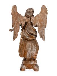 An Italian Polychrome Painted and Parcel-Gilt Angel Figure