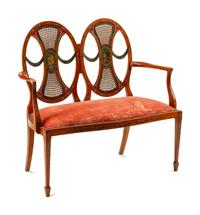 An Edwardian Painted Satinwood Settee
