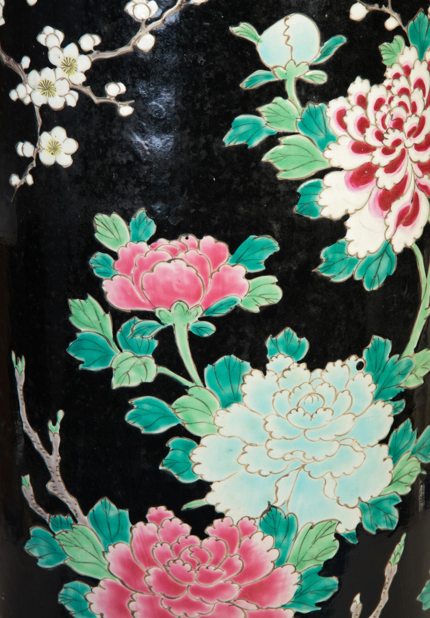 Chinese Painted Ceramic Umbrella Stand