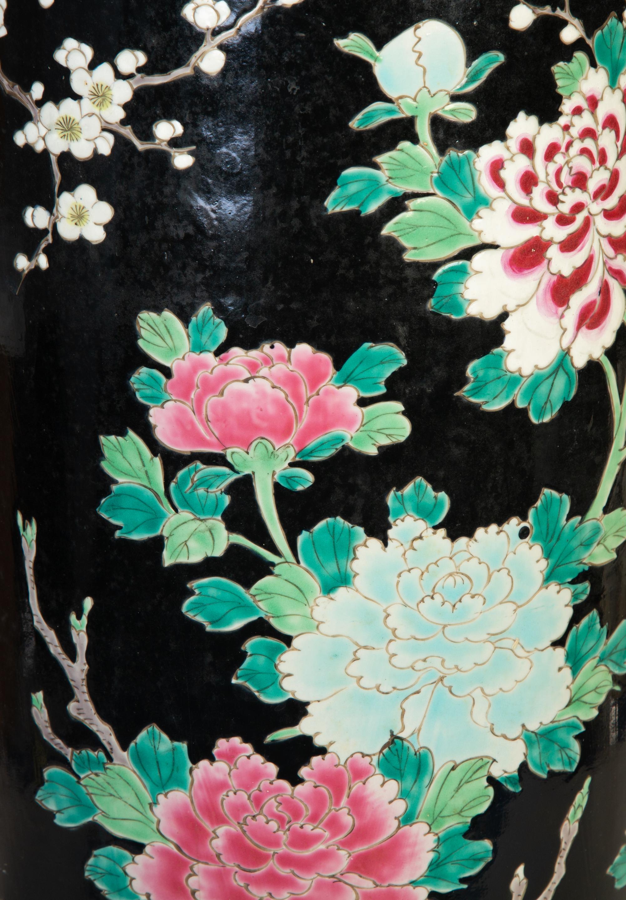 Chinese Painted Ceramic Umbrella Stand