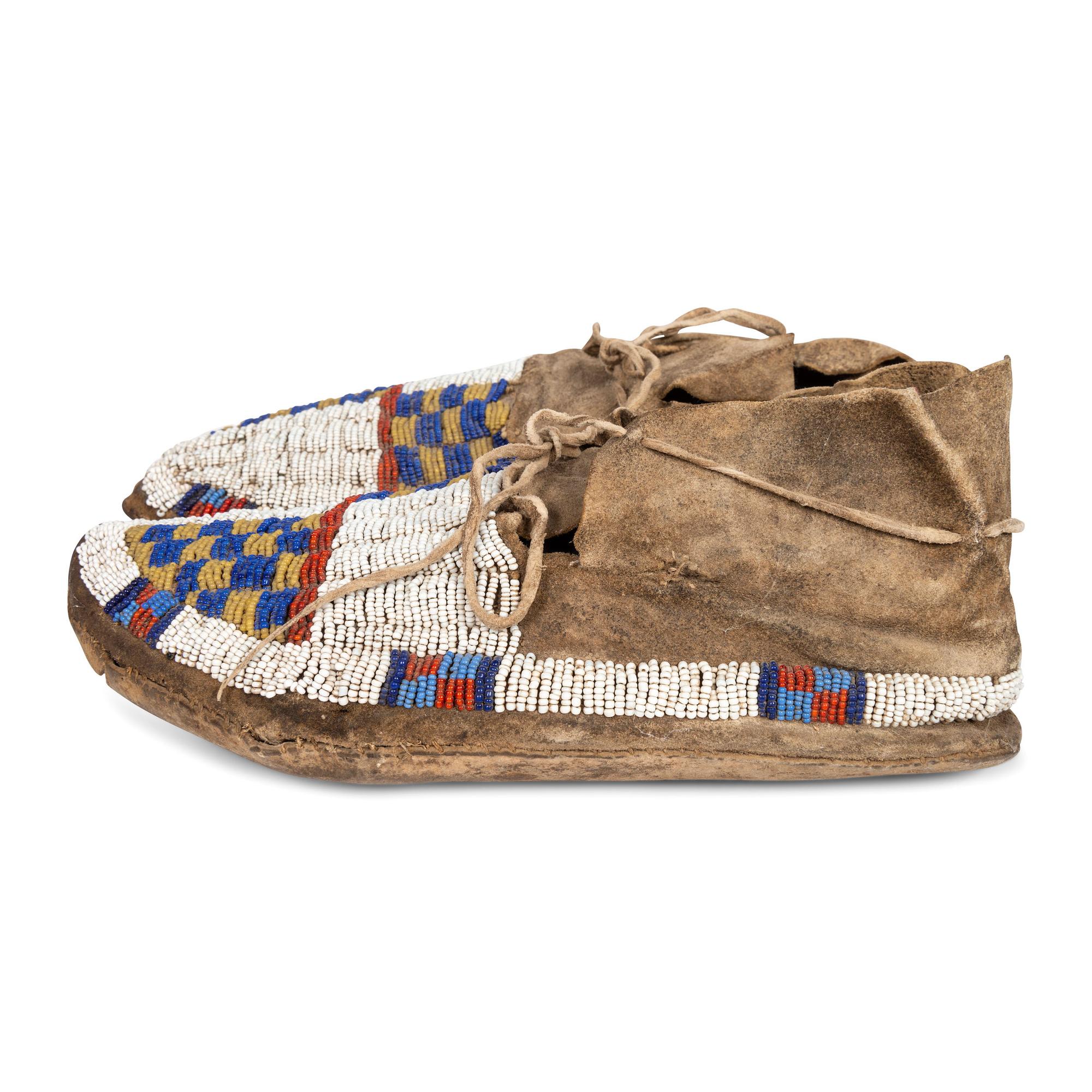 Cheyenne Beaded Hide Moccasins